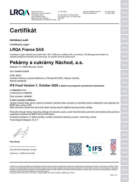 Certifikat IFS 2023 Cz Page 001